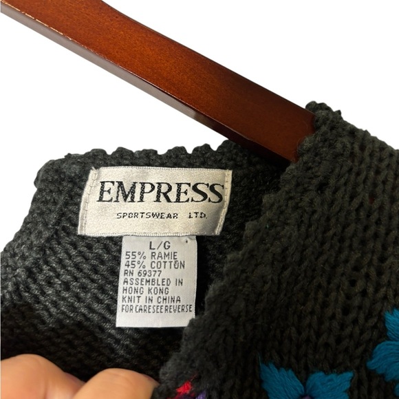 Vintage Empress Womens Chunky Knit Floral Colorful Sweater- size Large - Picture 4 of 5